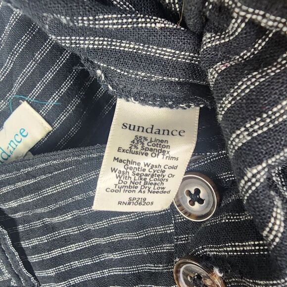 Sundance amelia pinstripe linen blend pleated trouser pants black white size P4 - Picture 7 of 7